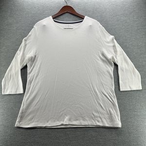 KIM ROGERS - Women's White Boat Neck Long Sleeve Shirt  Size XXL  (A47)